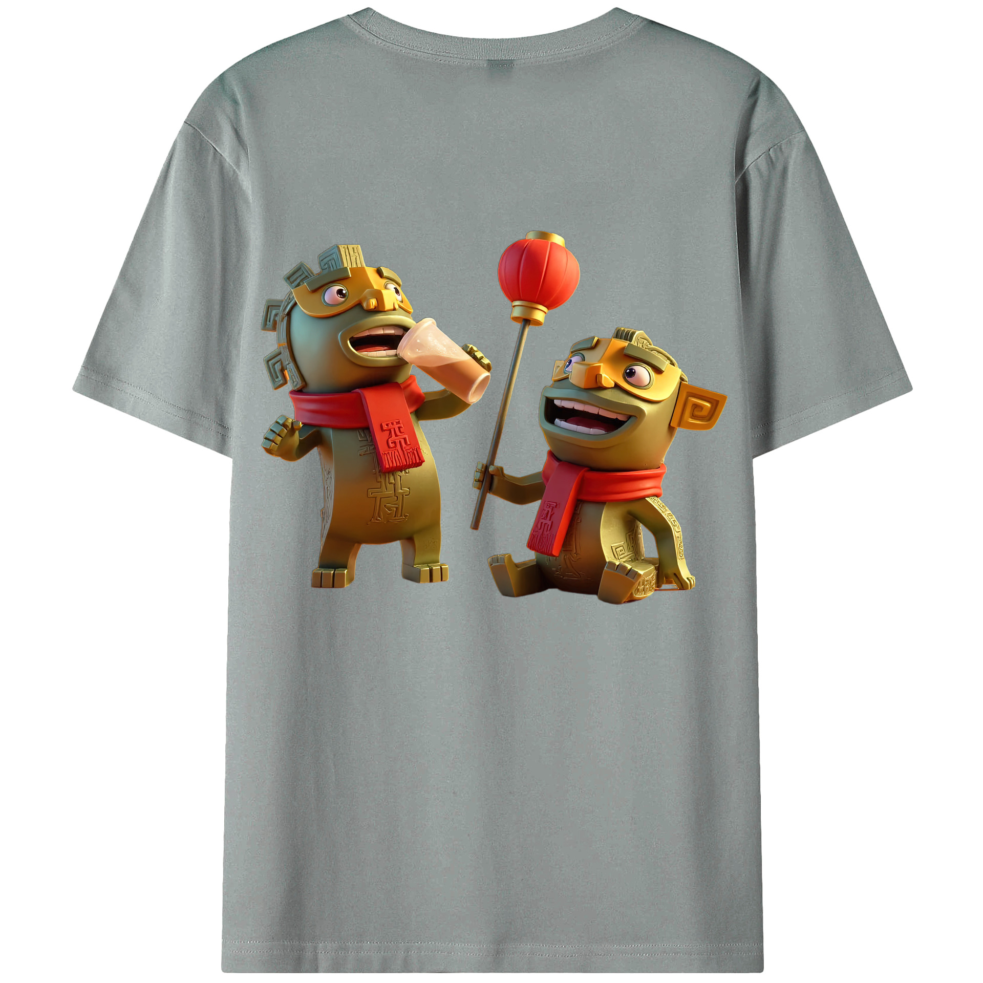 （画像用） Ne Zha 2 ナタ 魔童の大暴れ 綿100％ メンズ半袖Tシャツ（バックプリント） 通気性